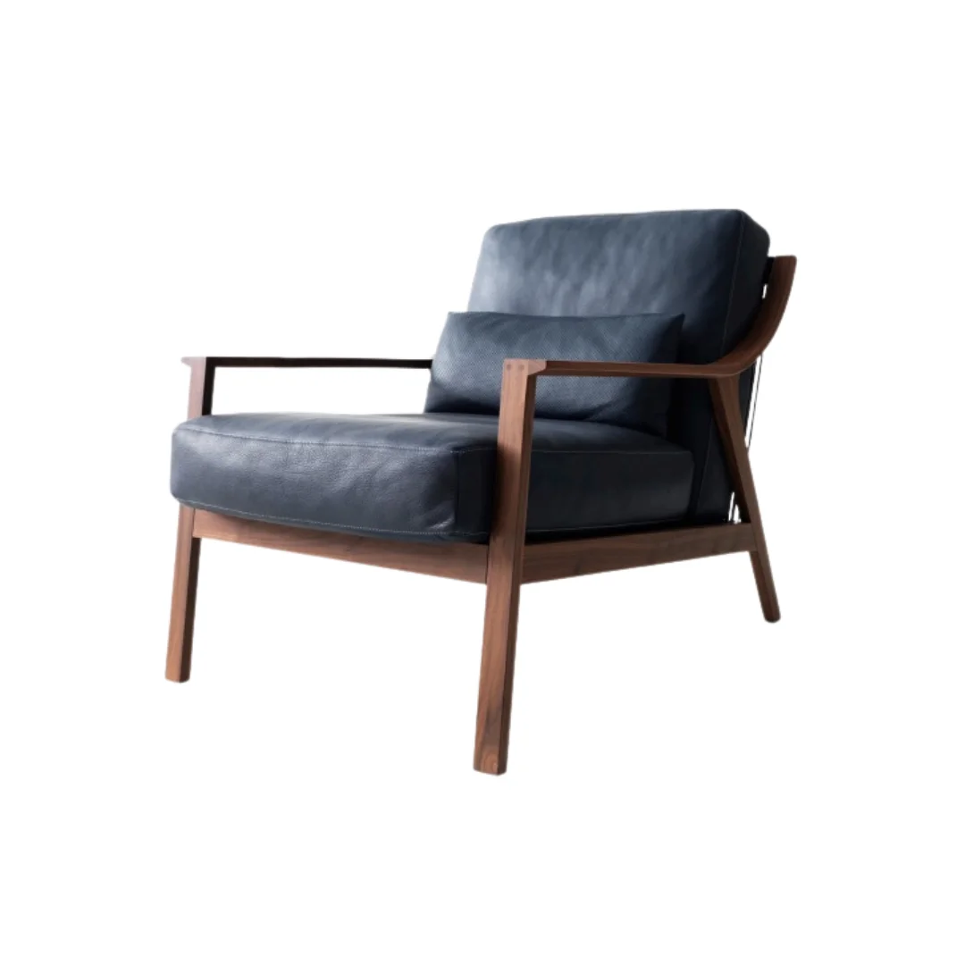 Wood Leather Accent Chairs